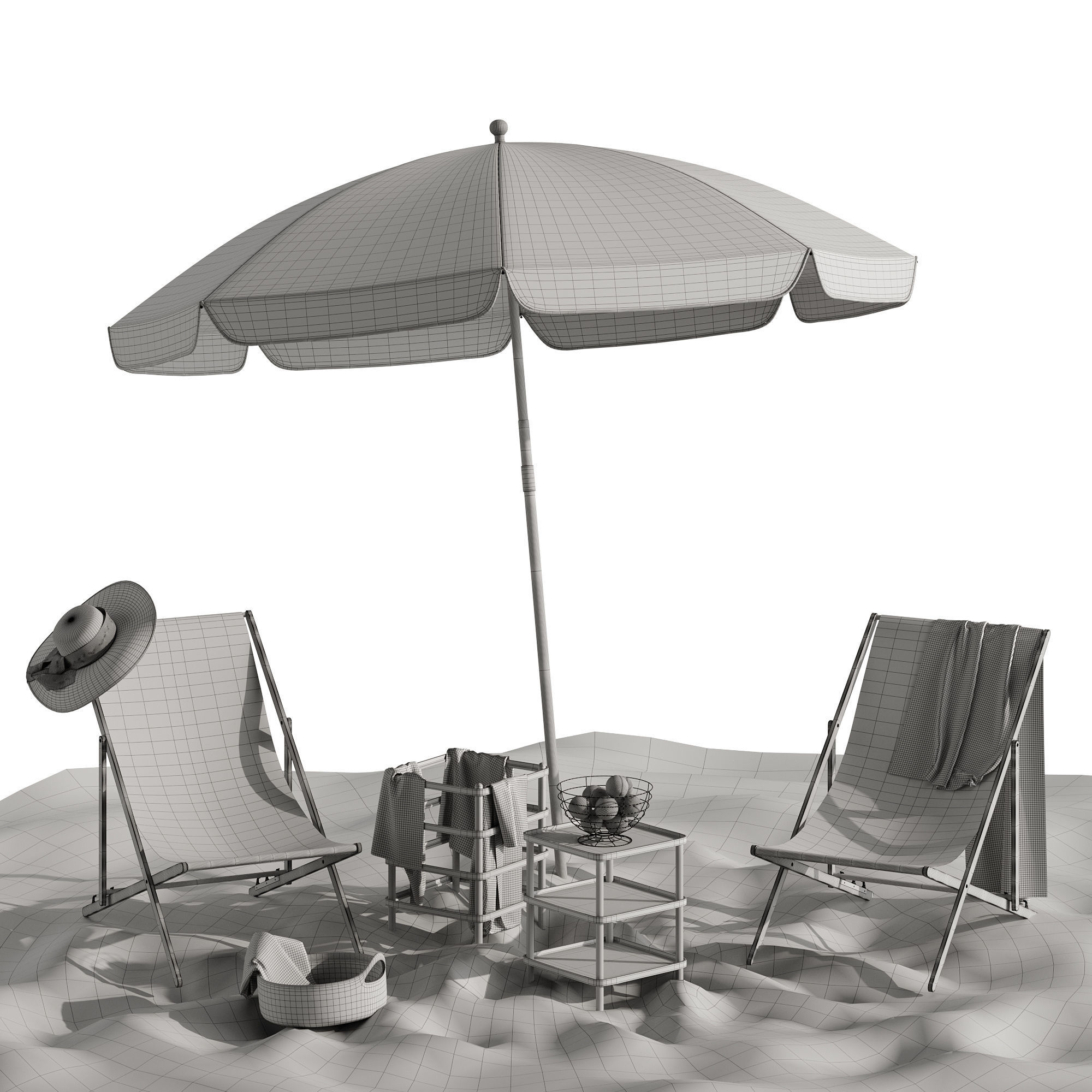 Beach lounge outdoor set 11 3D model_10