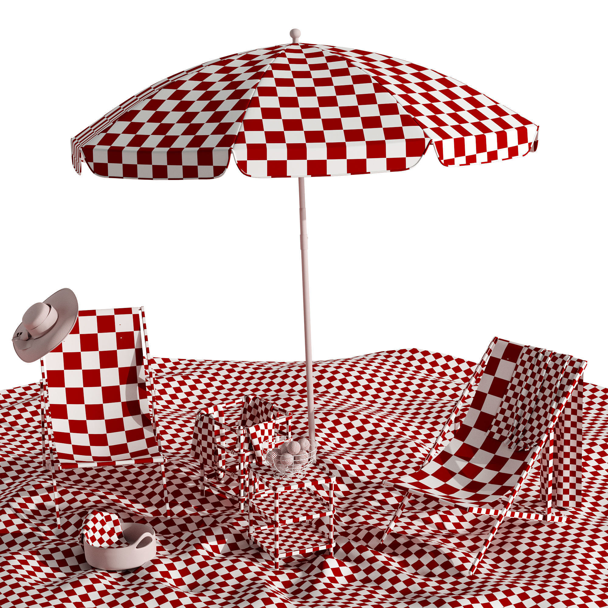Beach lounge outdoor set 11 3D model_20