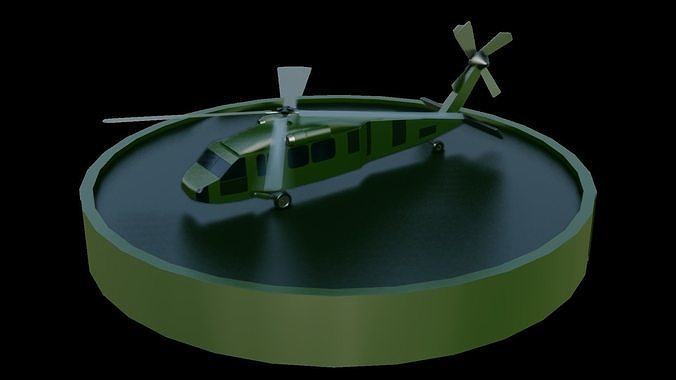 Low Poly Army Chopper or Helicopter Low-poly 3D model