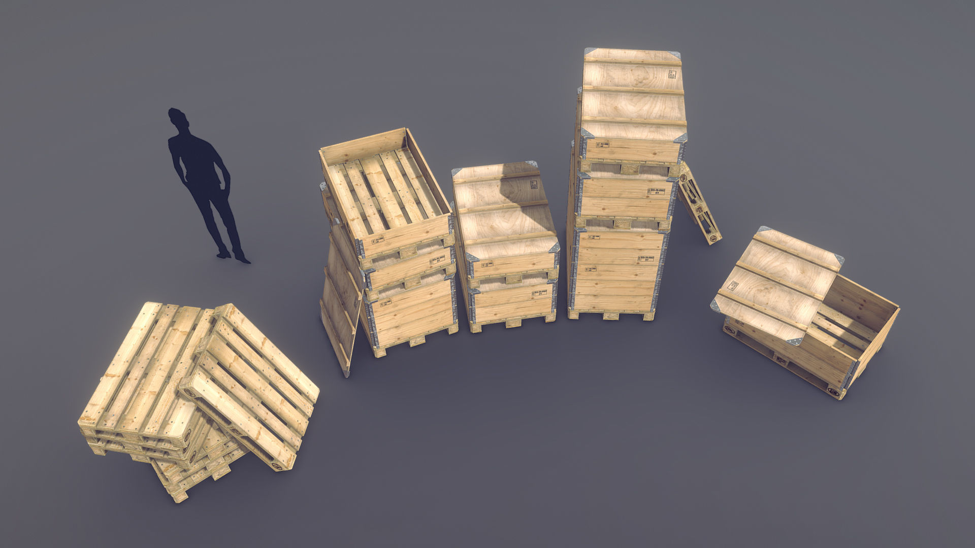 Cargo Wood Pallets Collars Cover EUR EPAL vr-1 Low-poly 3D model_12