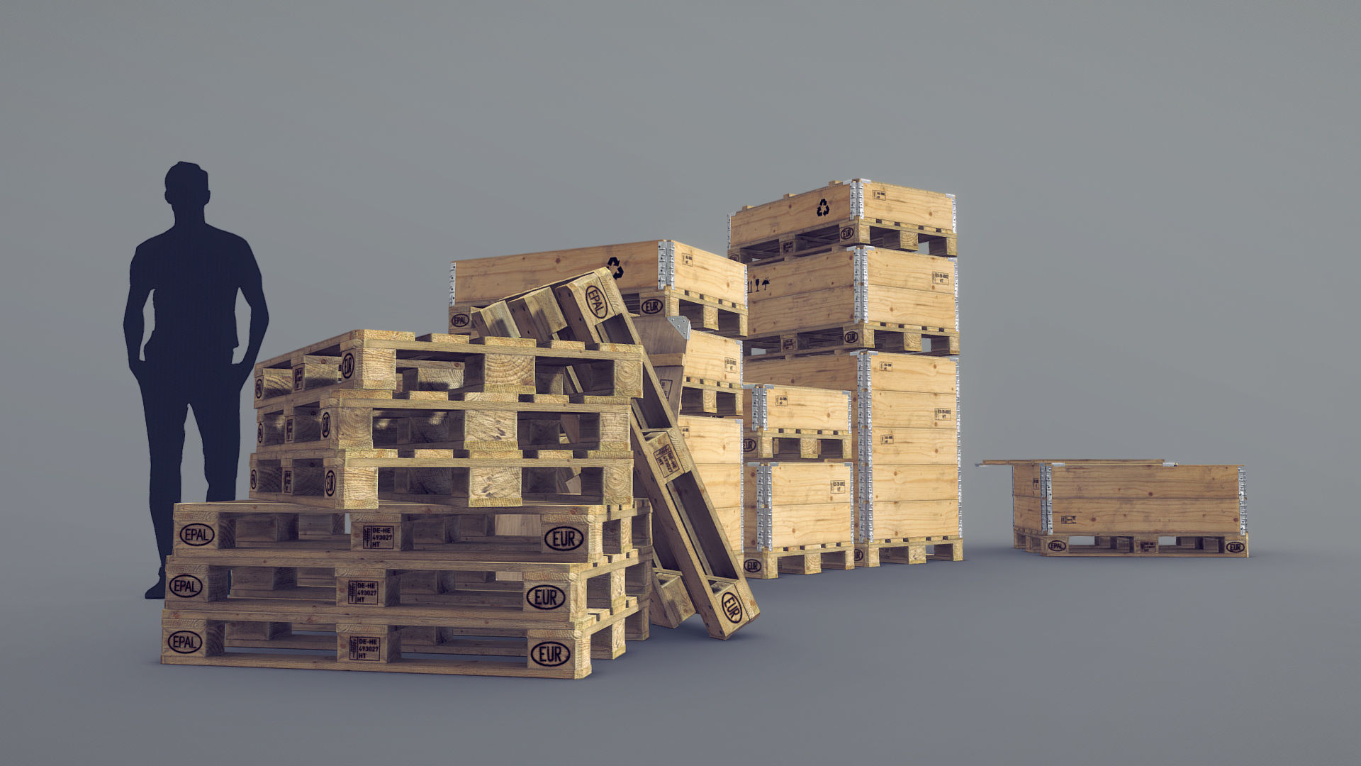 Cargo Wood Pallets Collars Cover EUR EPAL vr-1 Low-poly 3D model_13