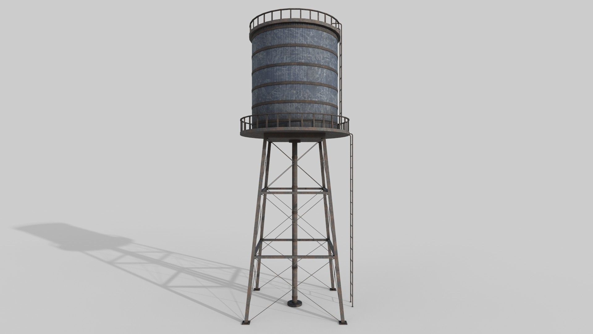 Water Tower Low-poly 3D model_10