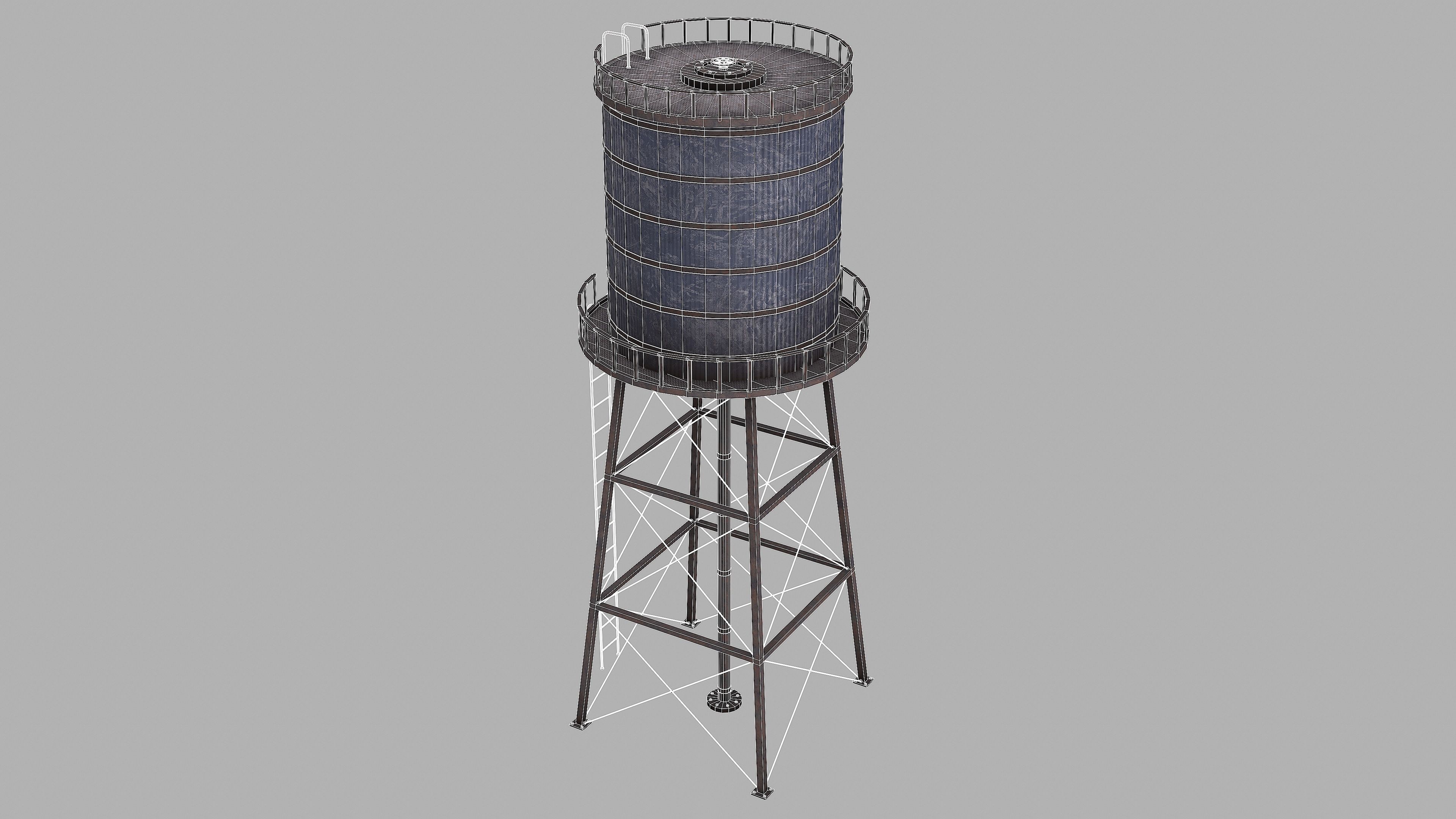 Water Tower Low-poly 3D model_18