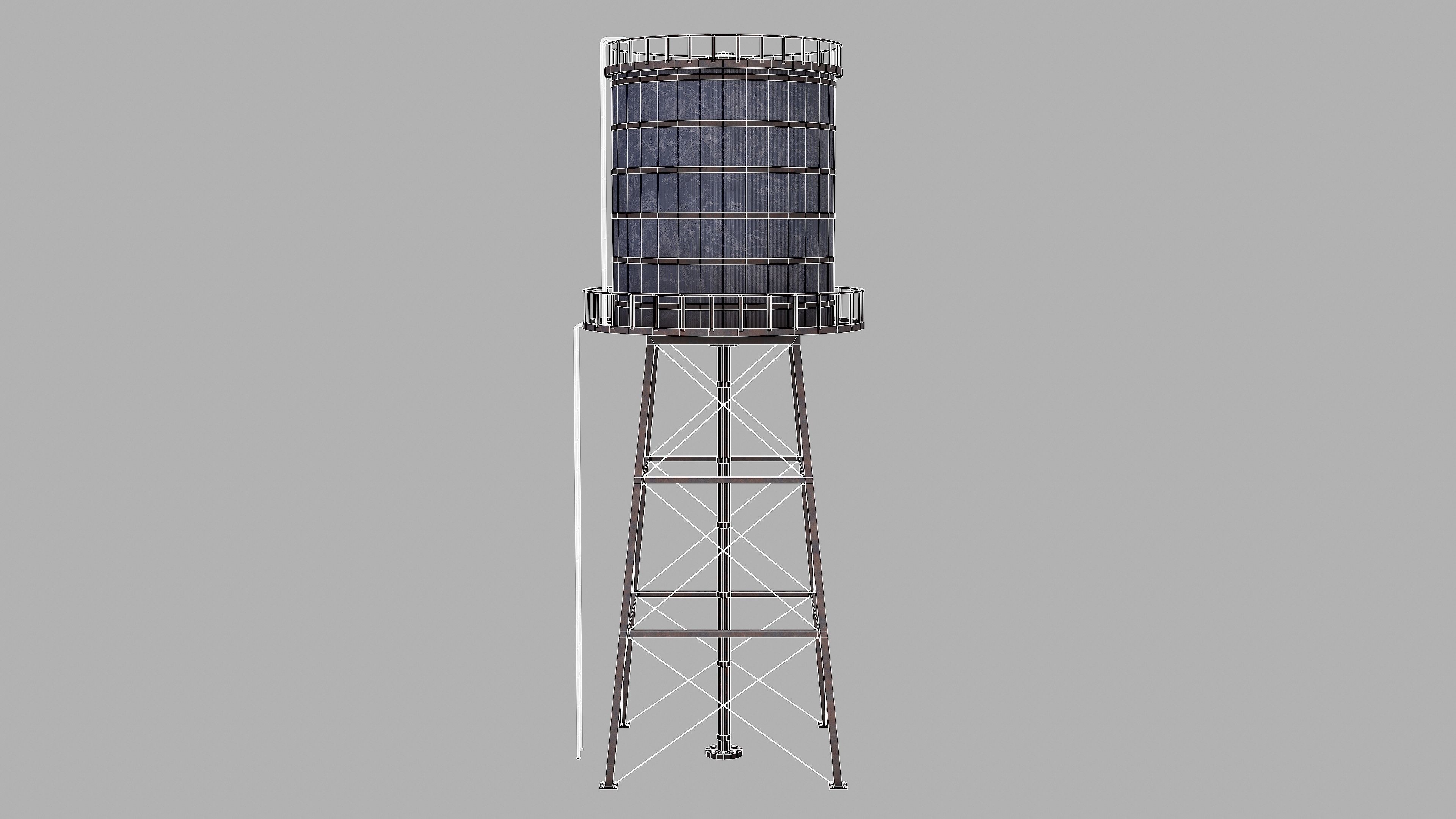 Water Tower Low-poly 3D model_21