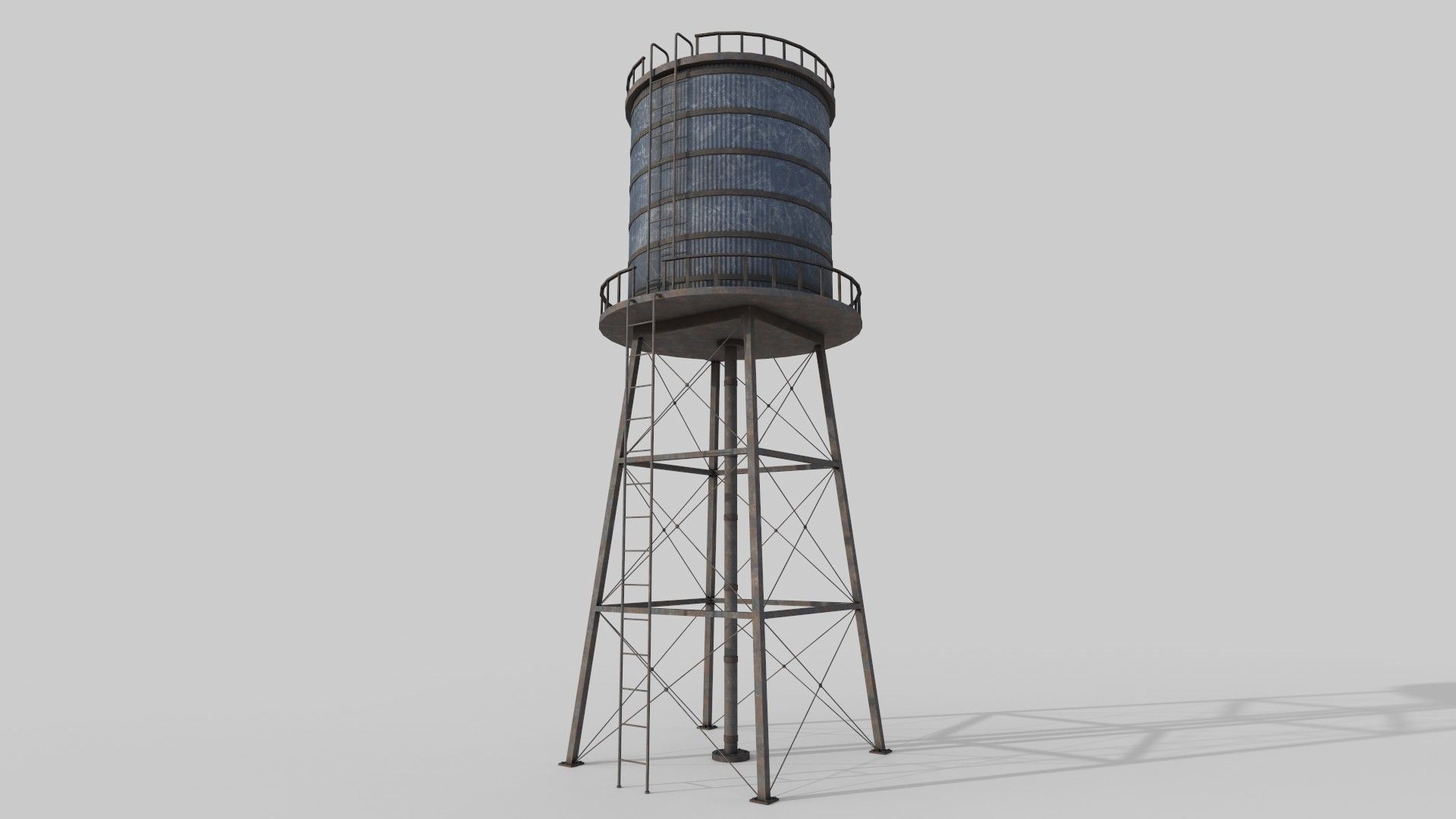 Water Tower Low-poly 3D model_13