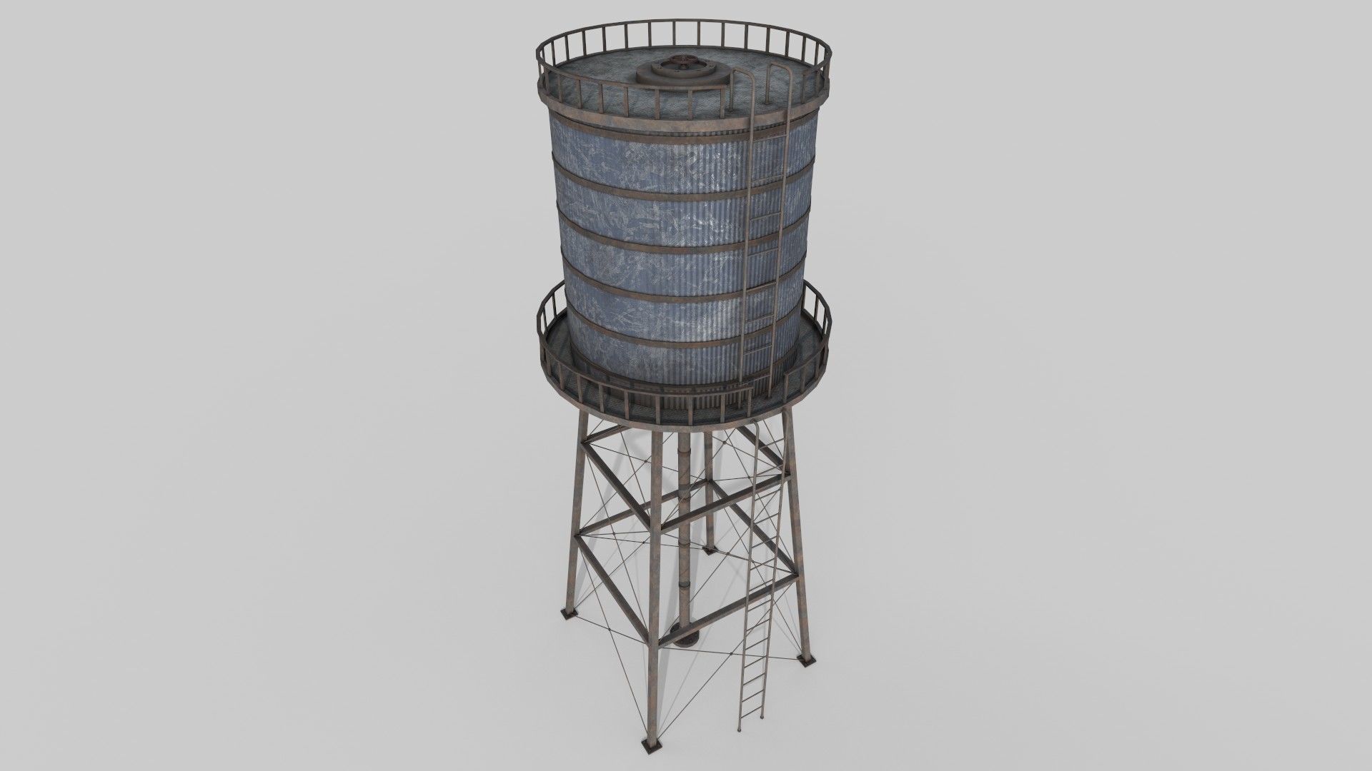Water Tower Low-poly 3D model_8