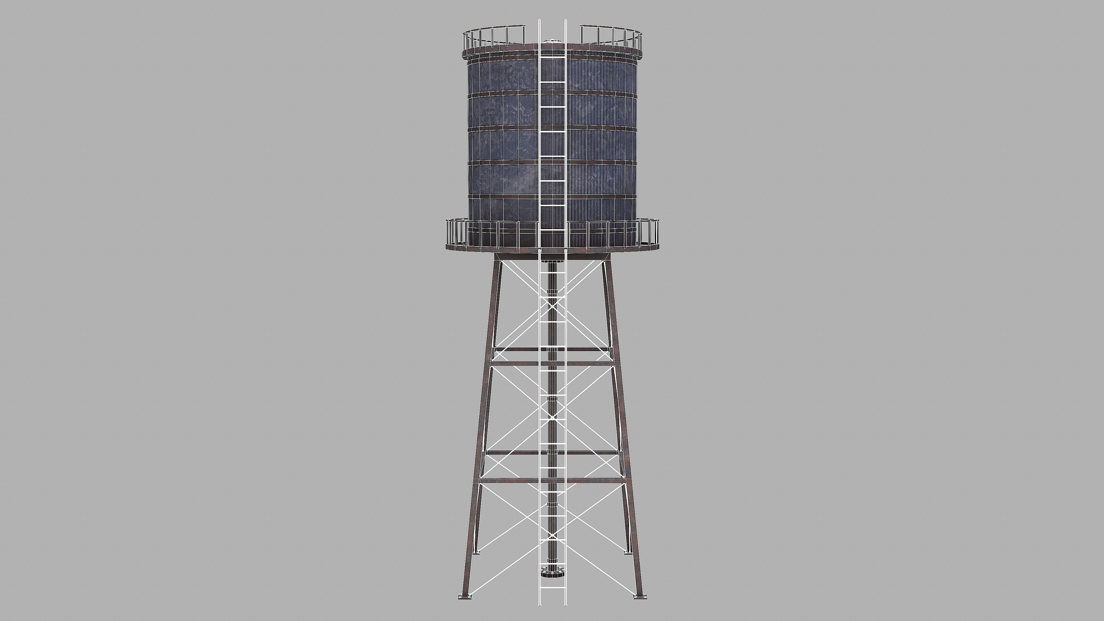 Water Tower Low-poly 3D model_20