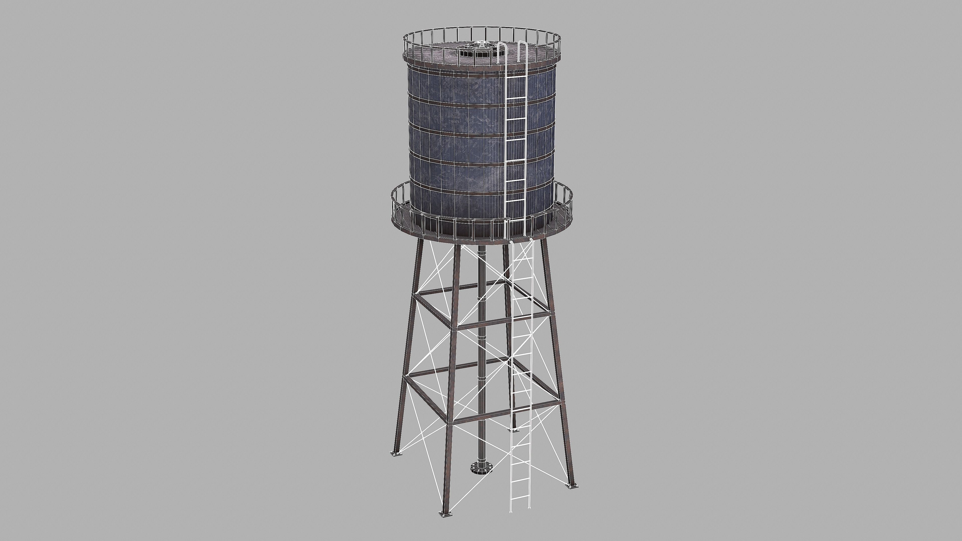Water Tower Low-poly 3D model_16