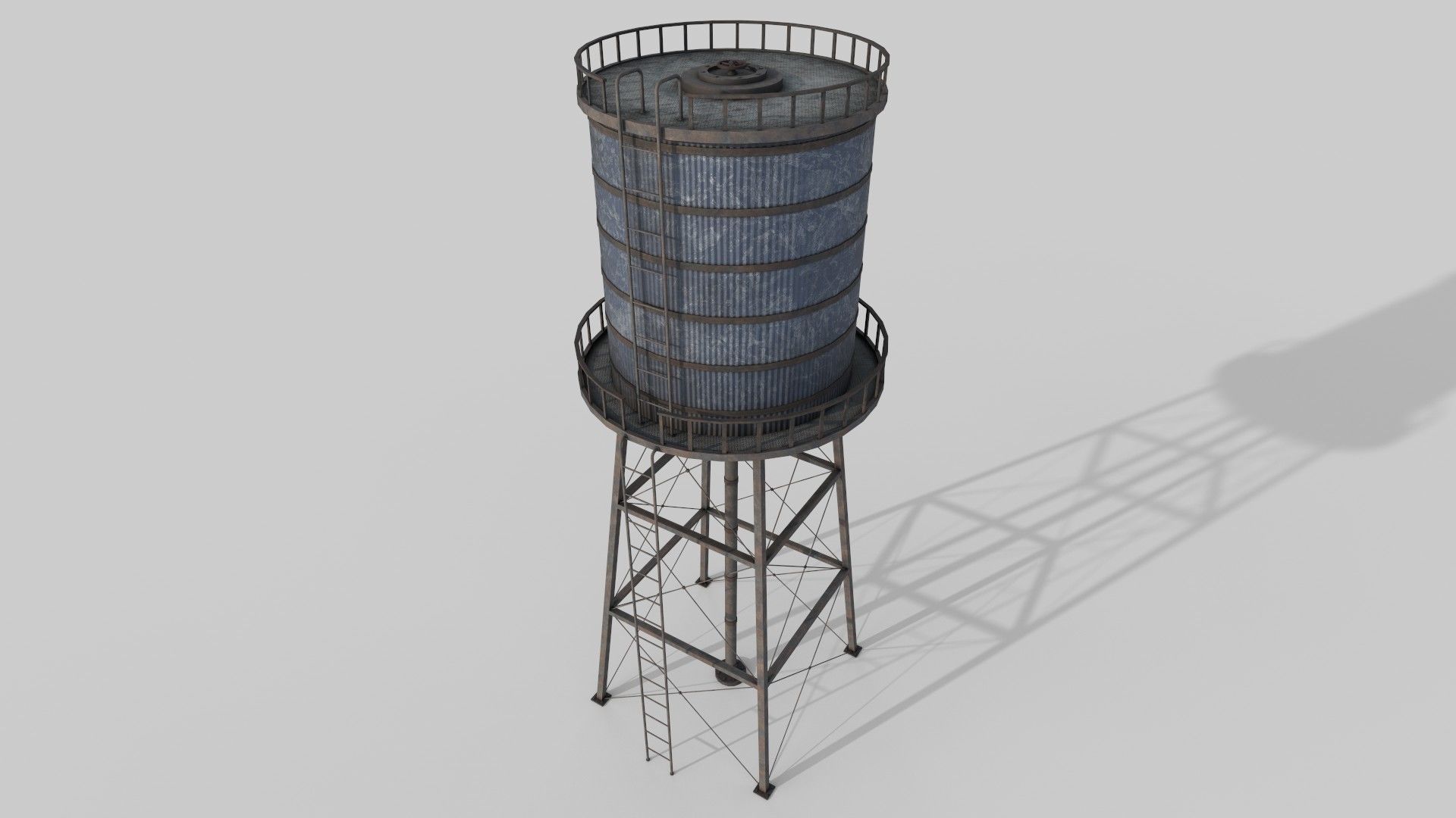 Water Tower Low-poly 3D model_5