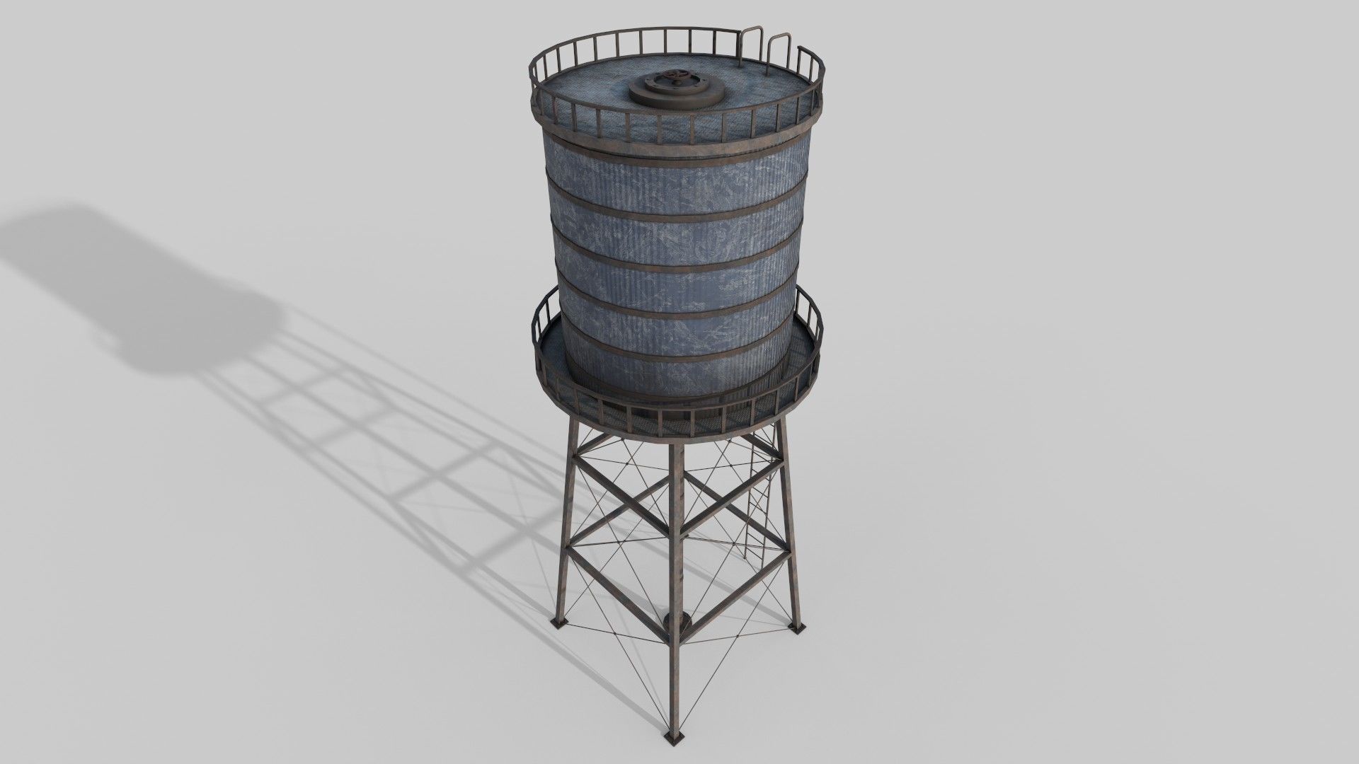 Water Tower Low-poly 3D model_7