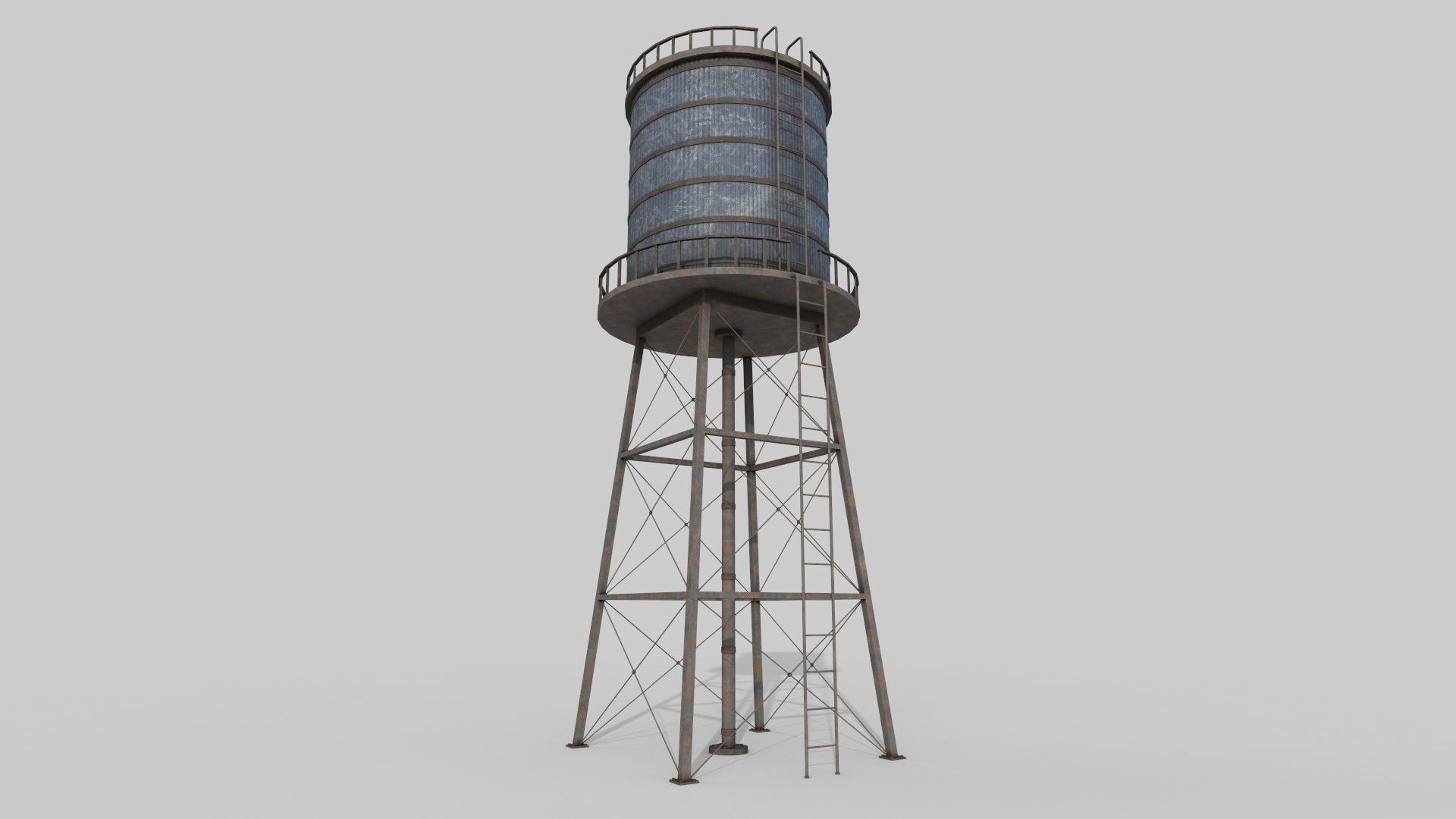 Water Tower Low-poly 3D model_12