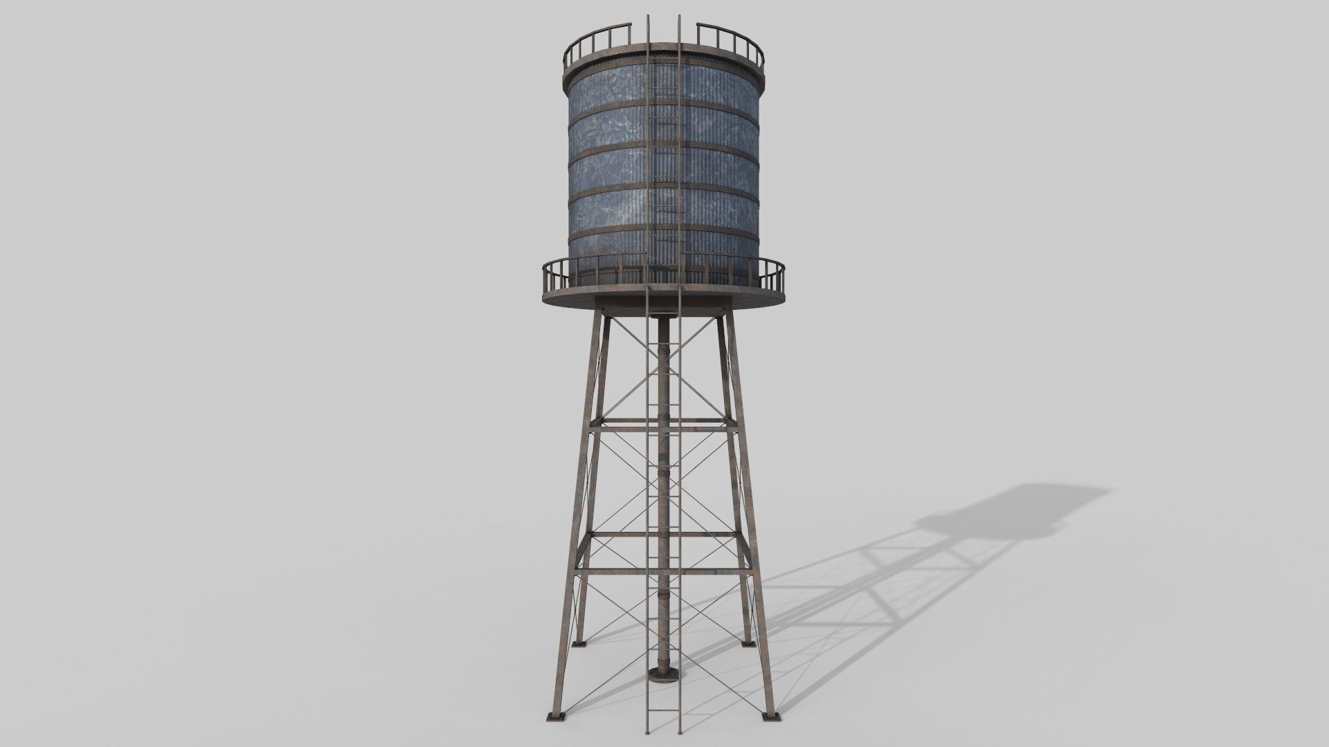 Water Tower Low-poly 3D model_9