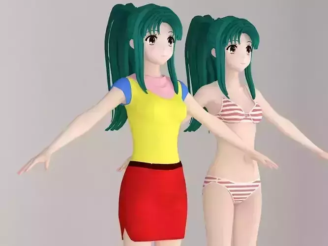 T pose nonrigged model of Kyoko Fubuki anime girl