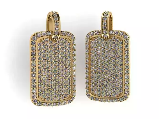 Pave Diamond Dog Tag Pendant