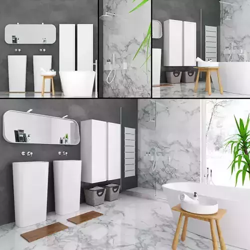 Bathroom 3 with walls and marble floors