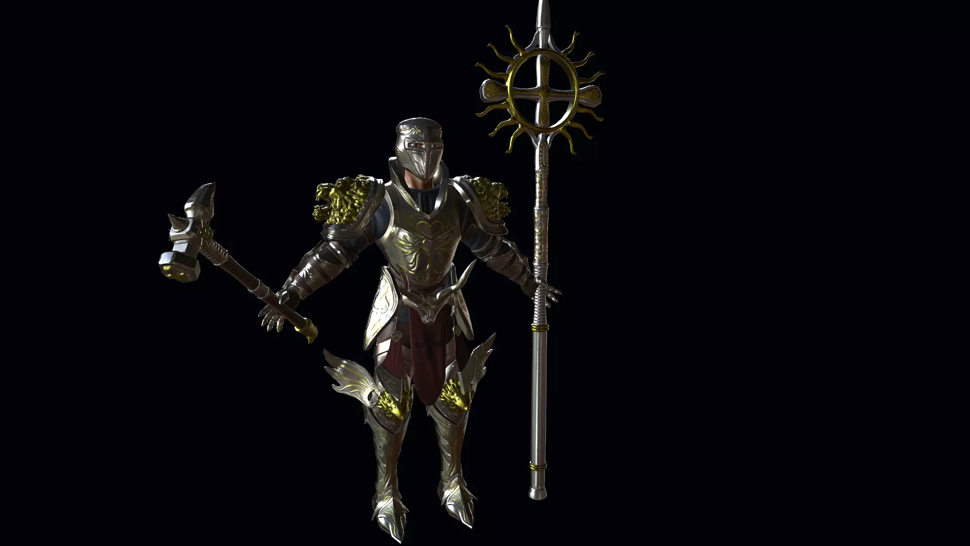 Holy knight Low-poly 3D model_0