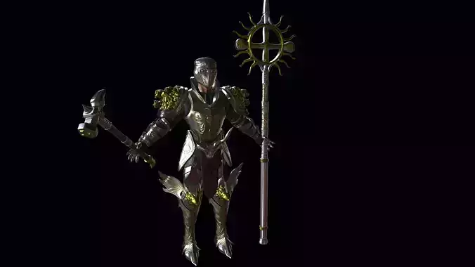 Holy knight Low-poly 3D model