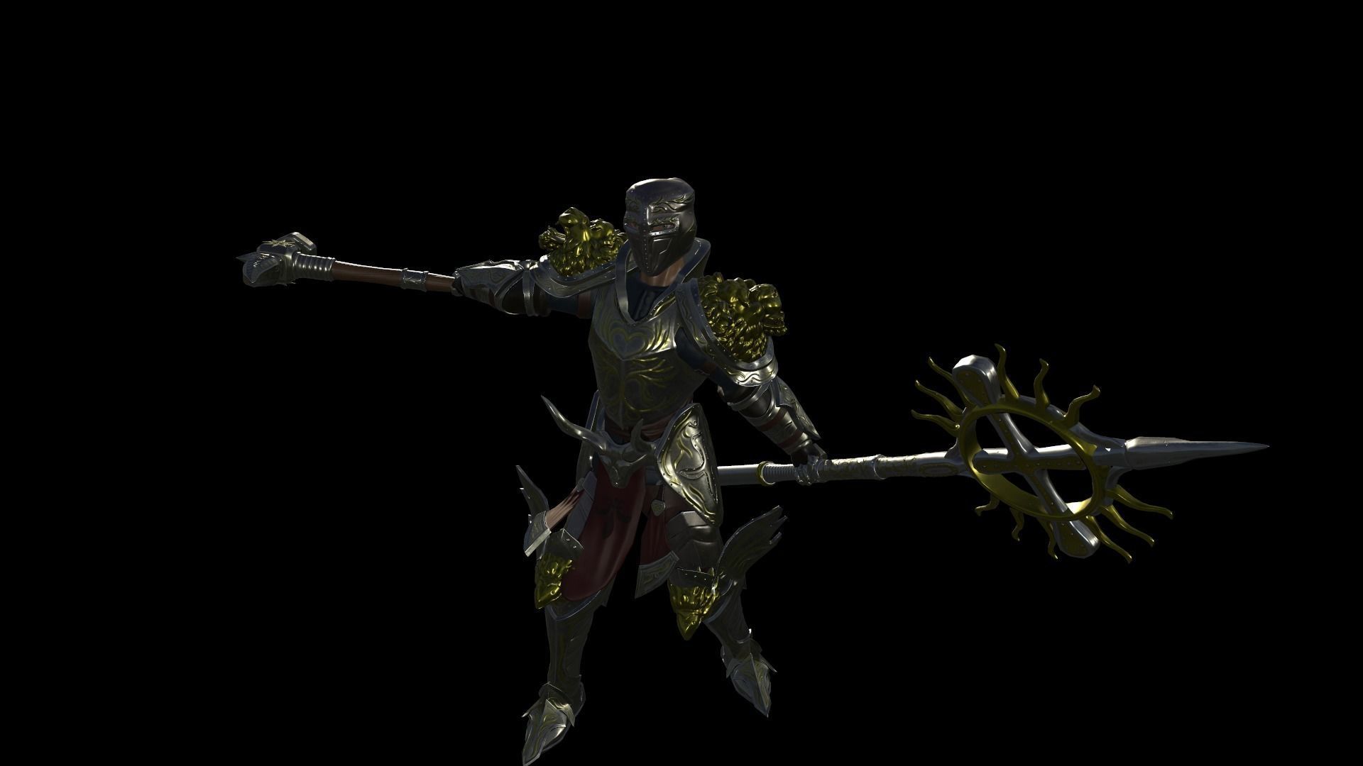 Holy knight Low-poly 3D model_10