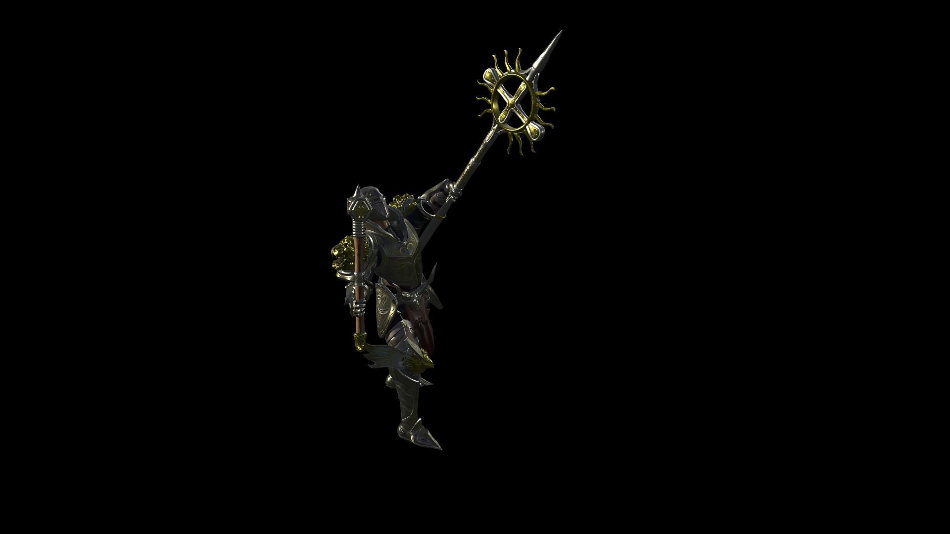 Holy knight Low-poly 3D model_9