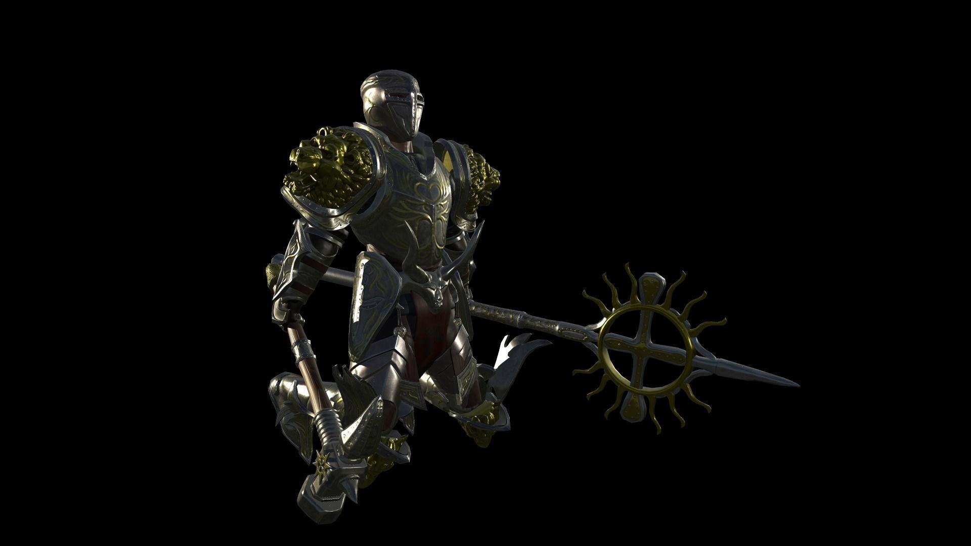 Holy knight Low-poly 3D model_14