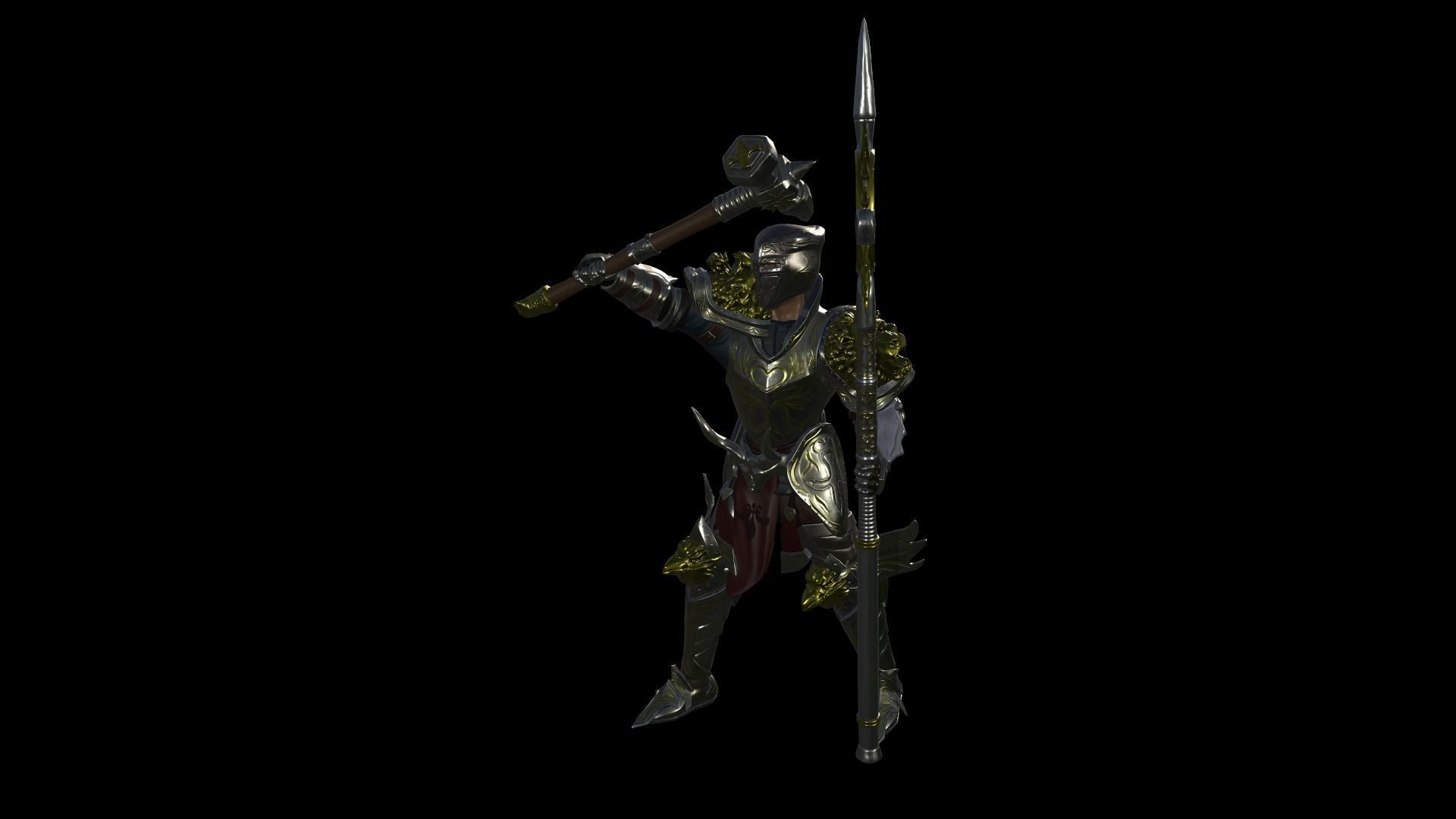Holy knight Low-poly 3D model_12