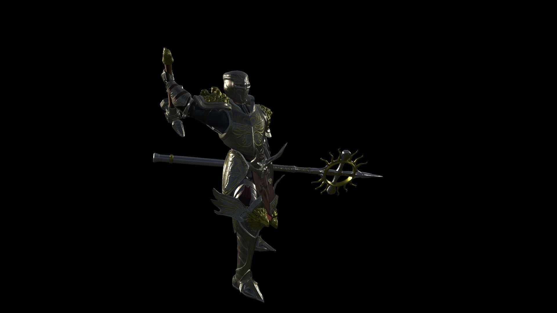 Holy knight Low-poly 3D model_8