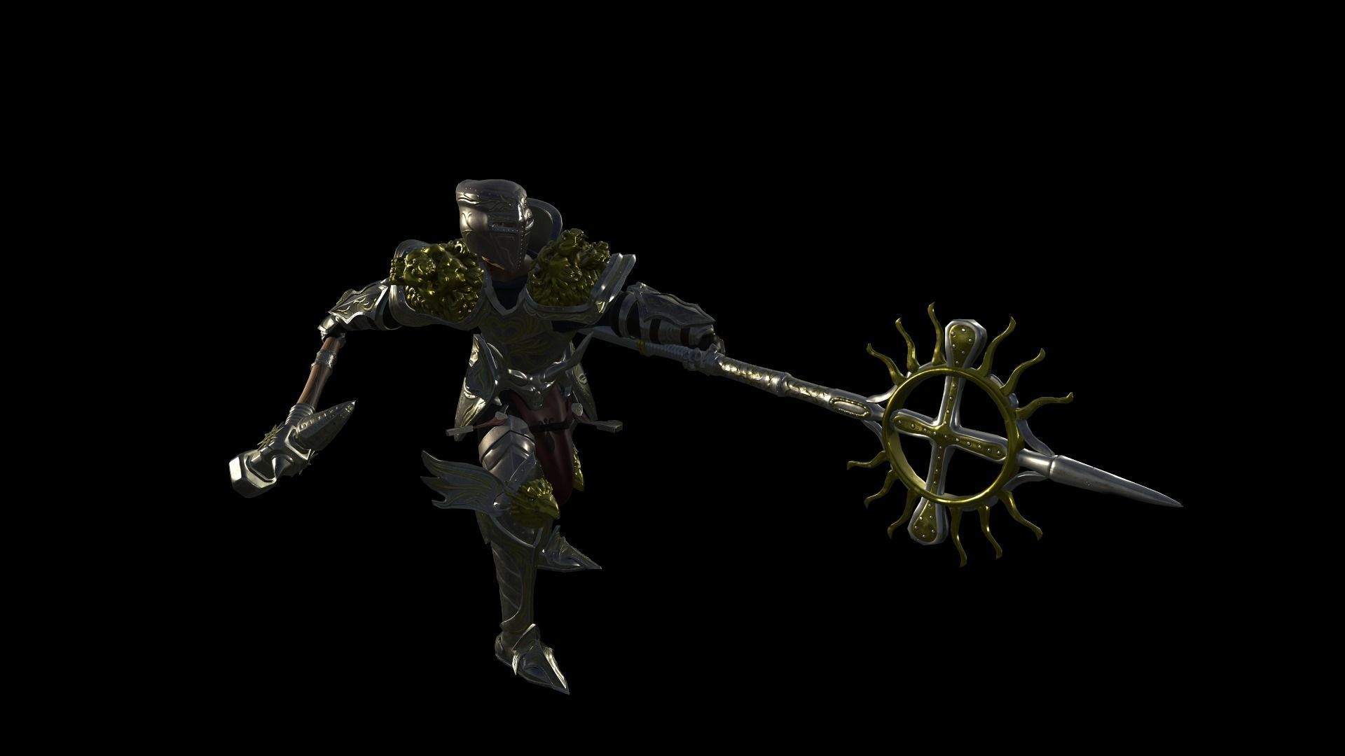 Holy knight Low-poly 3D model_11