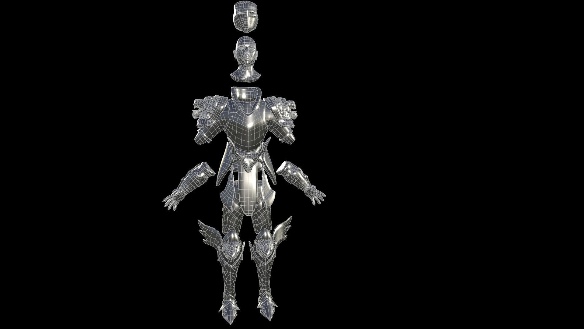 Holy knight Low-poly 3D model_19