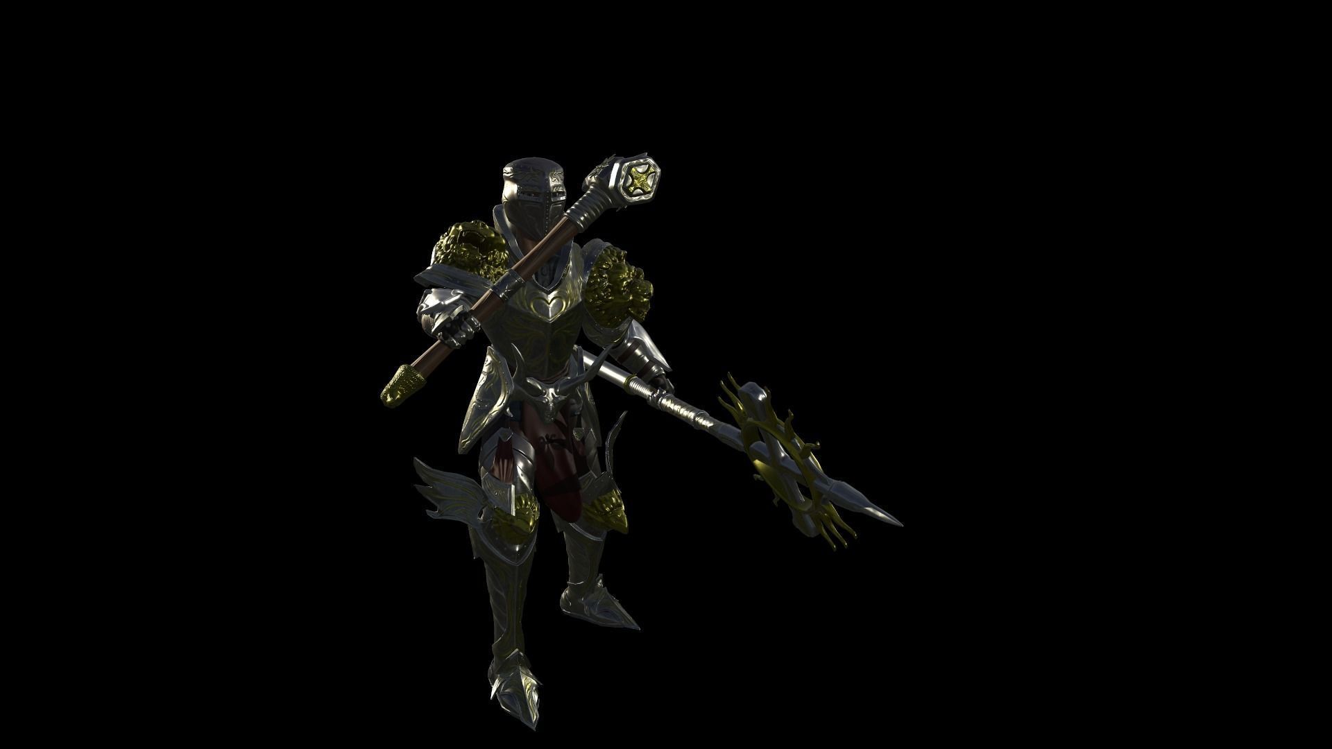 Holy knight Low-poly 3D model_6