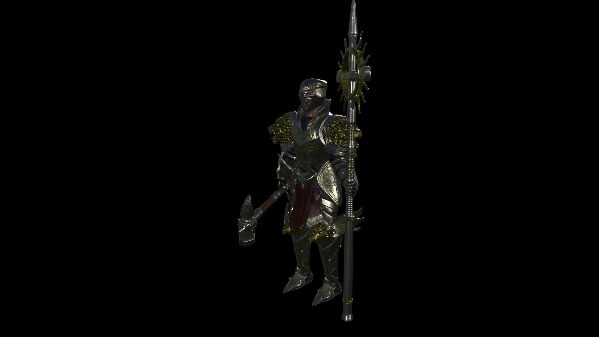 Holy knight Low-poly 3D model_5