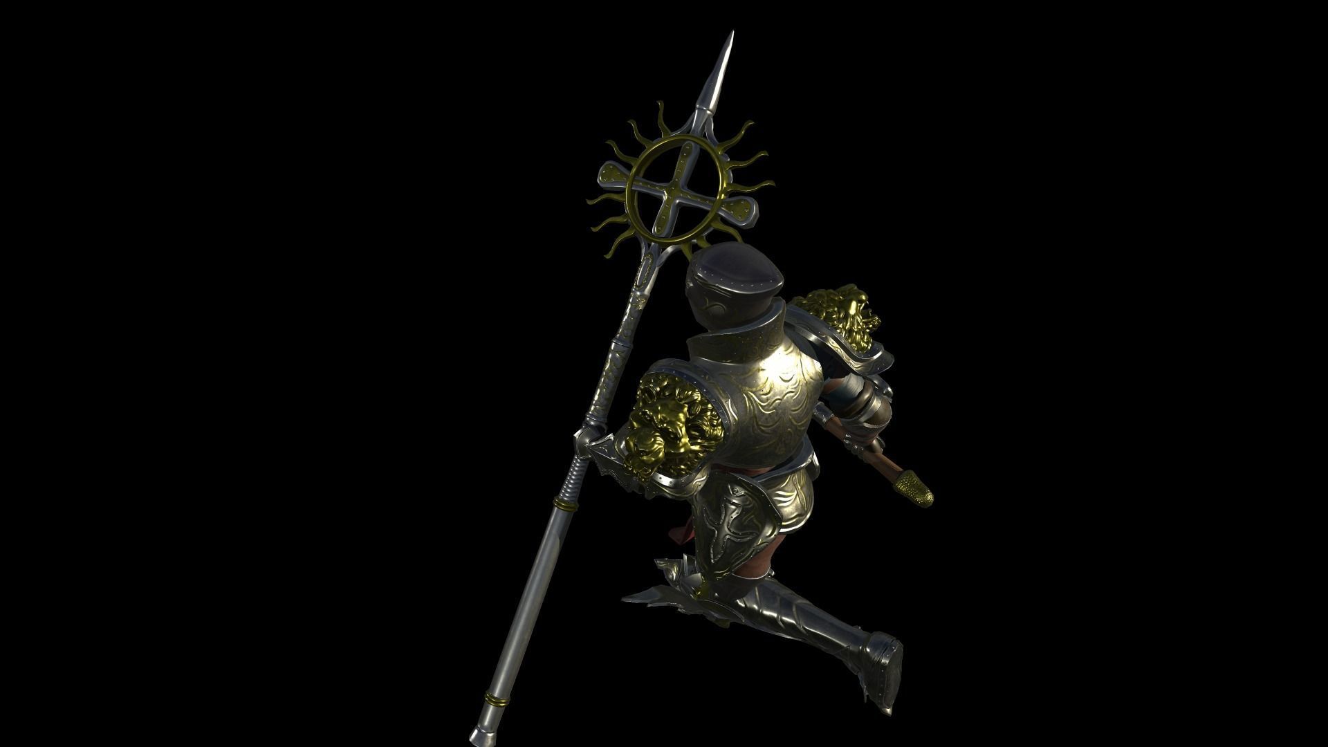 Holy knight Low-poly 3D model_7