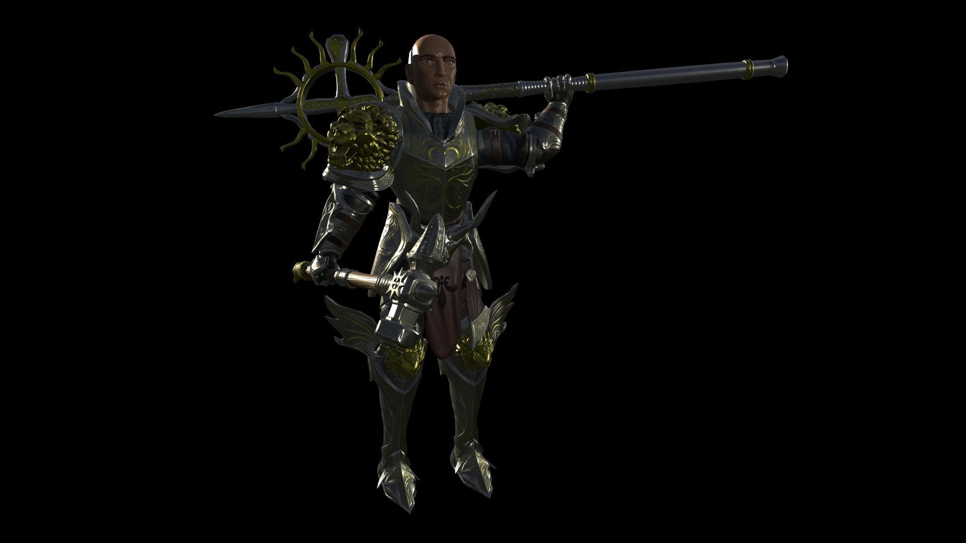 Holy knight Low-poly 3D model_4