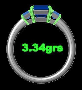 Baguette Three Stone Ring  3D print model_9