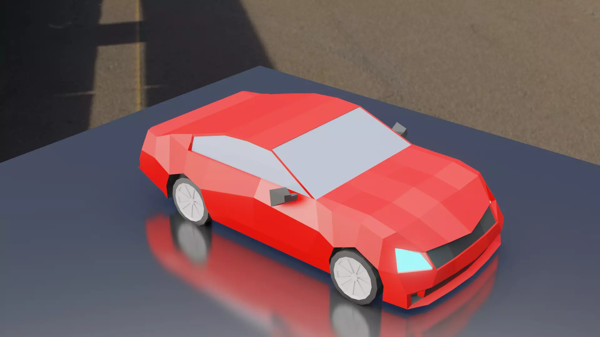 Low Poly Simple Car Low-poly 3D model_0