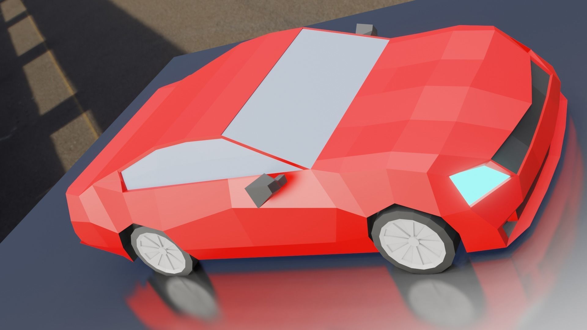 Low Poly Simple Car Low-poly 3D model_2