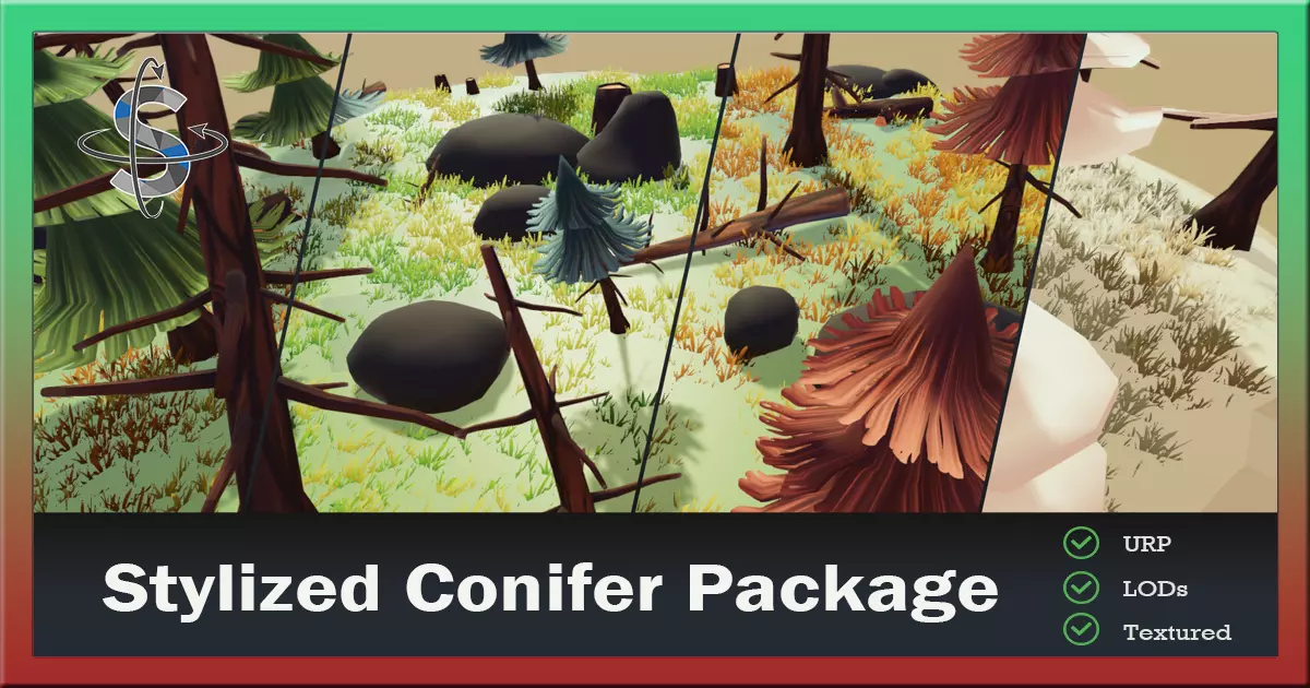 Stylized Season Conifer Package Low-poly 3D model_0