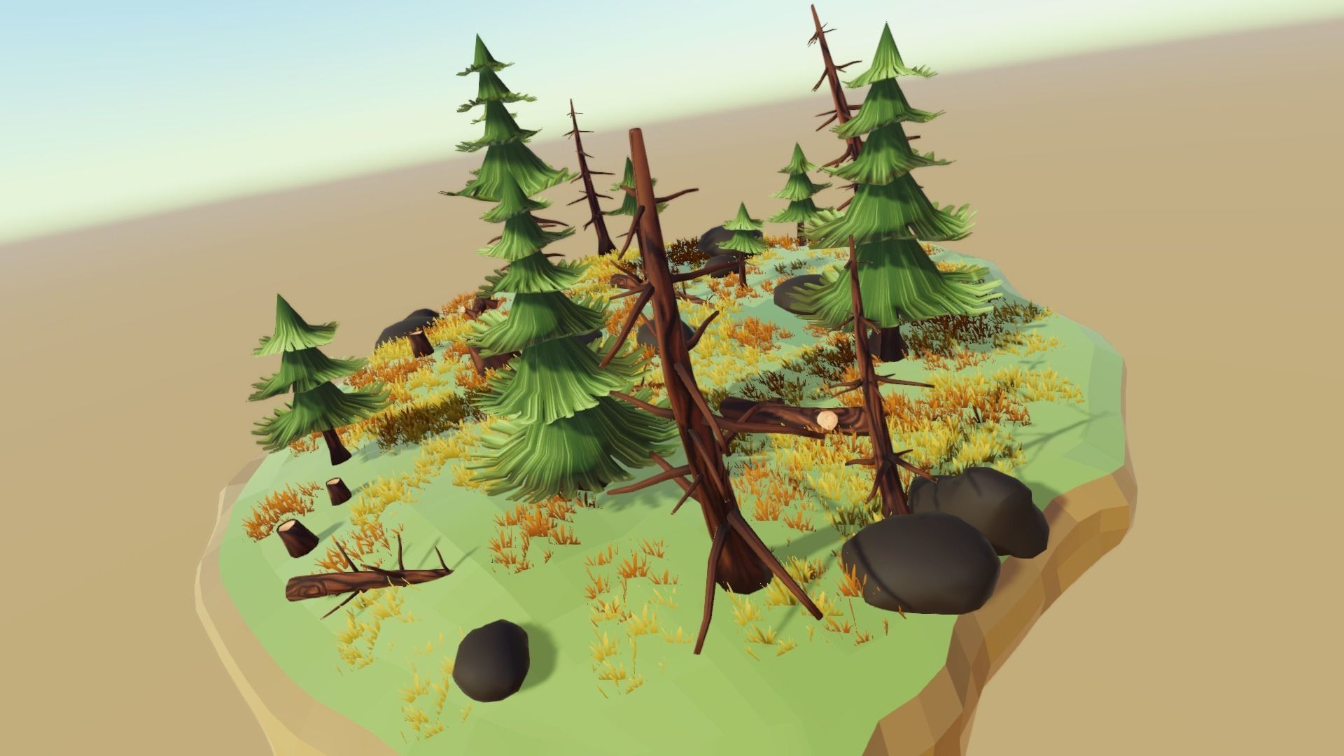 Stylized Season Conifer Package Low-poly 3D model_4