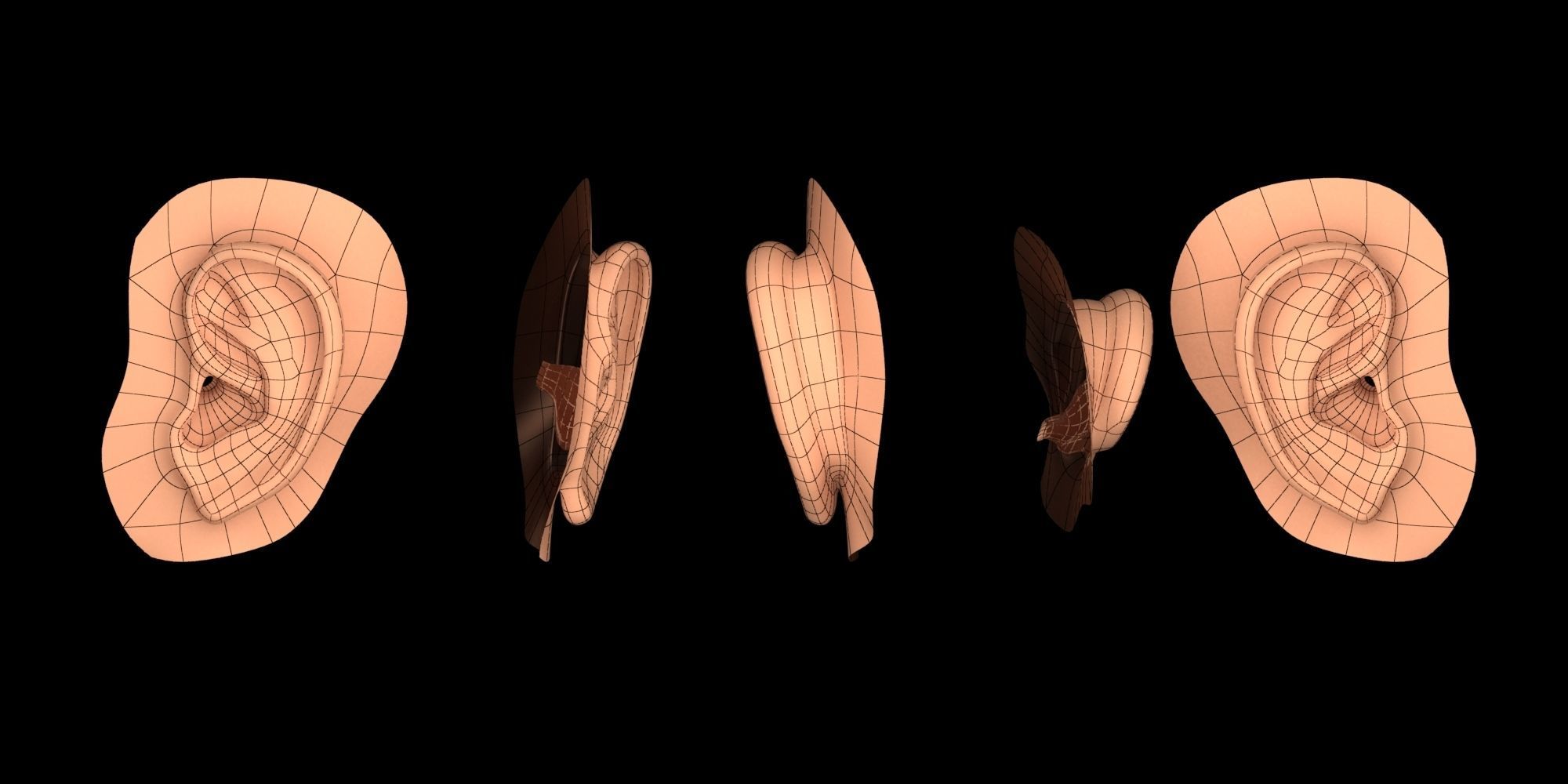 Ear Human Low-poly 3D model_1