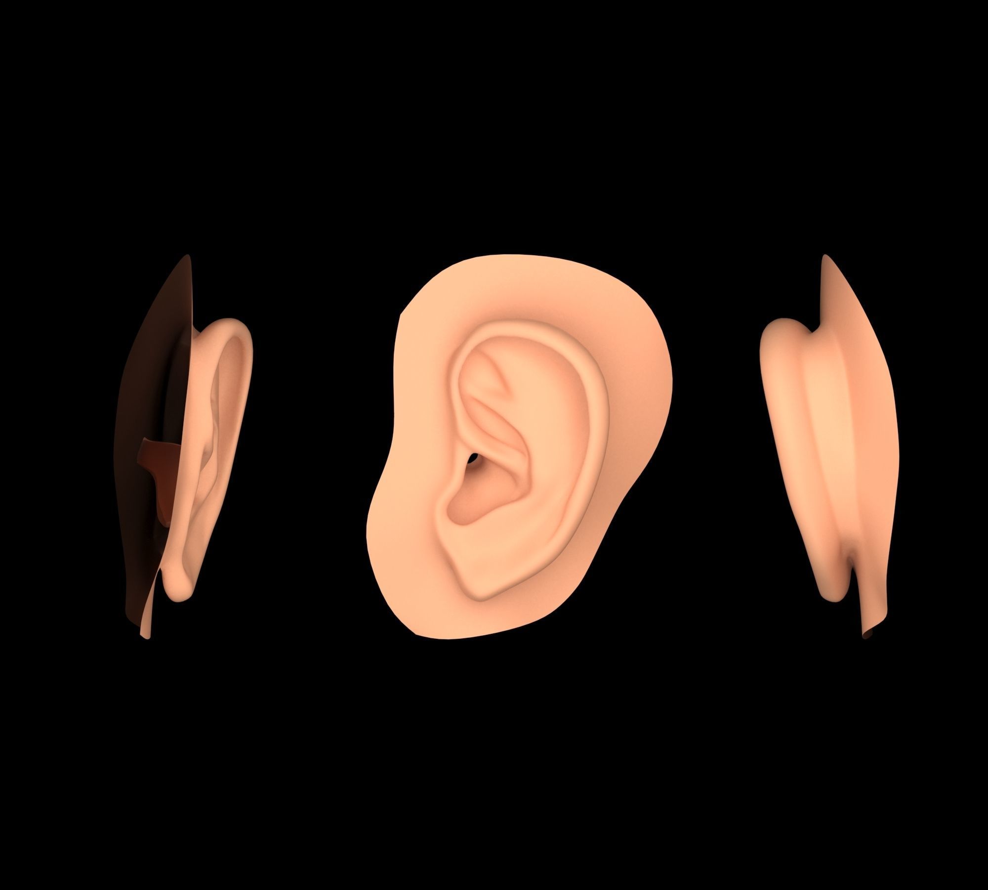 Ear Human Low-poly 3D model_5