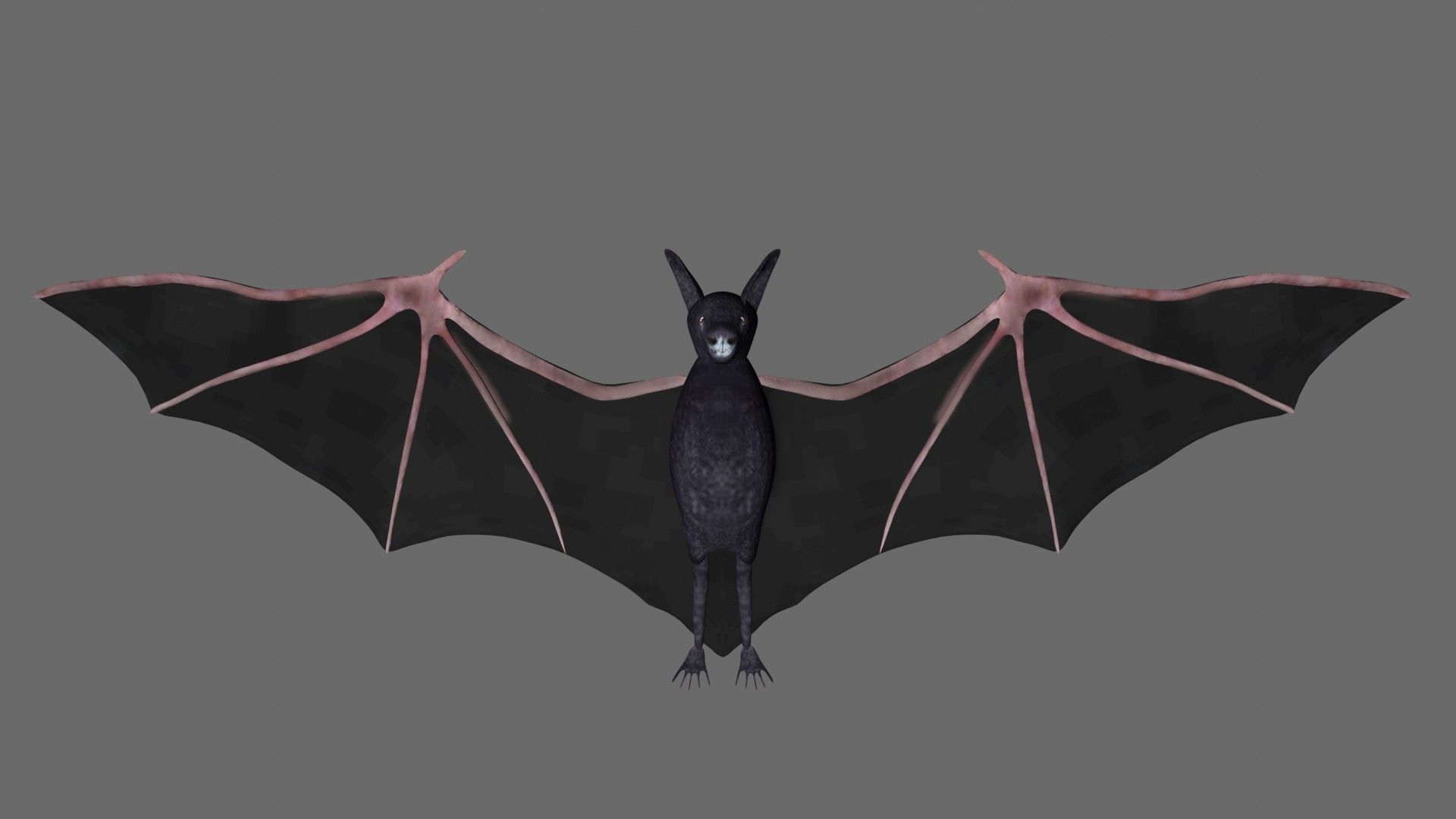 Bat with wings 2 Low-poly 3D model_2