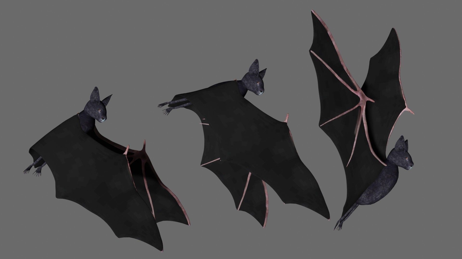 Bat with wings 2 Low-poly 3D model_1