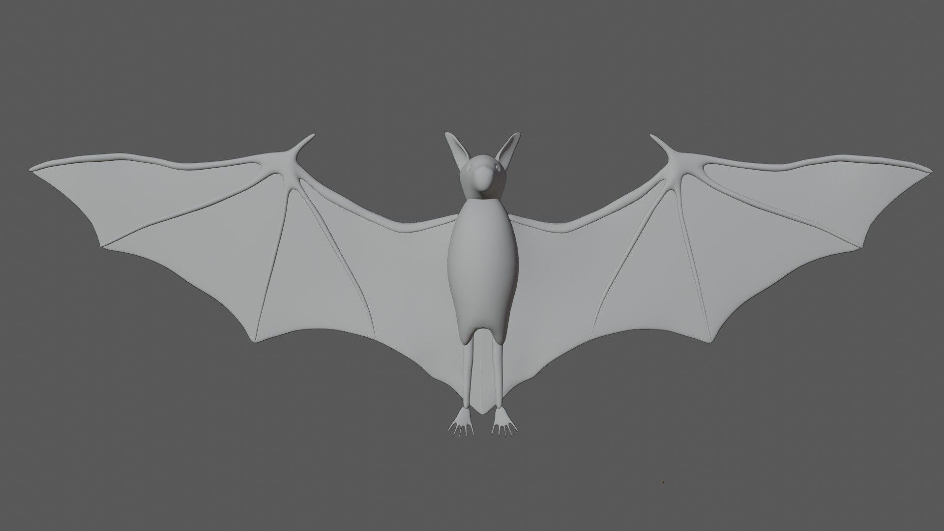Bat with wings 2 Low-poly 3D model_6