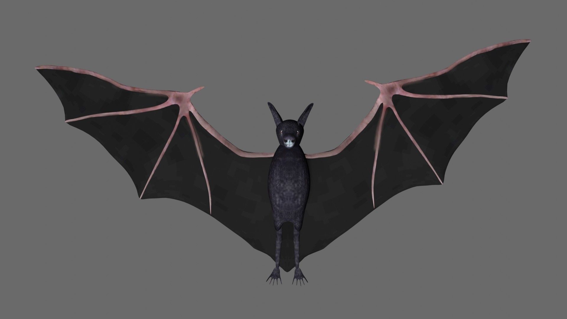 Bat with wings 2 Low-poly 3D model_3