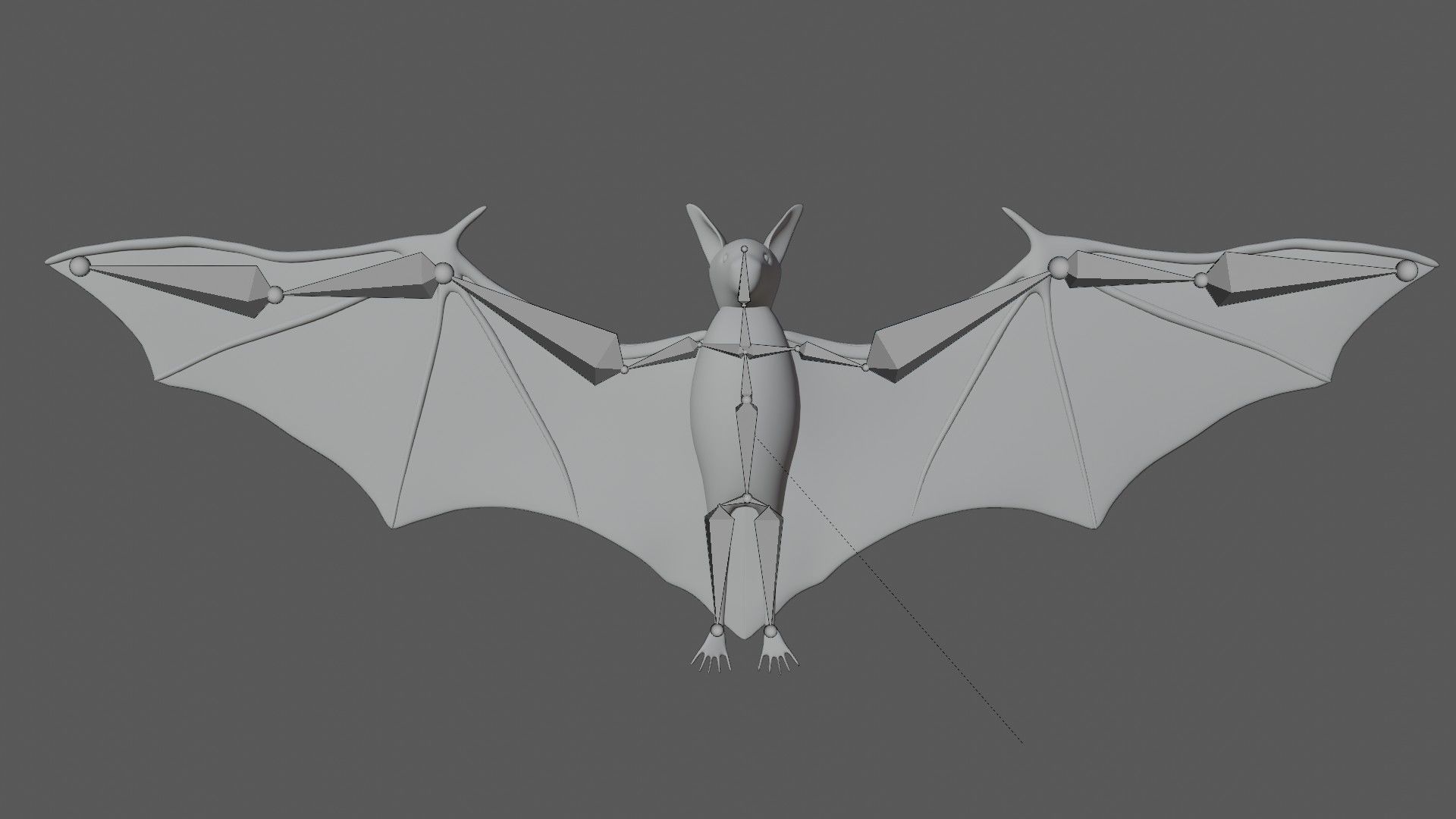 Bat with wings 2 Low-poly 3D model_7