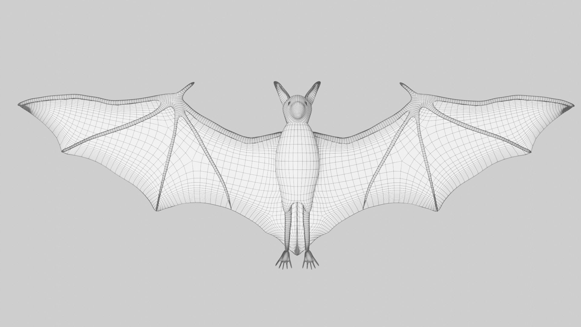 Bat with wings 3 Low-poly 3D model_7