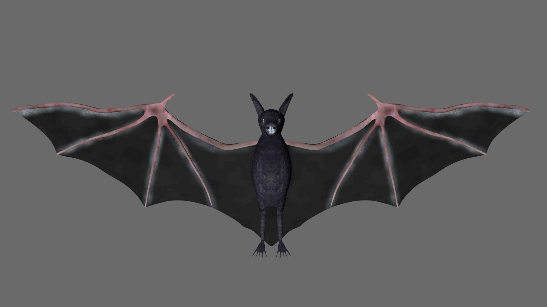 Bat with wings 3 Low-poly 3D model_3