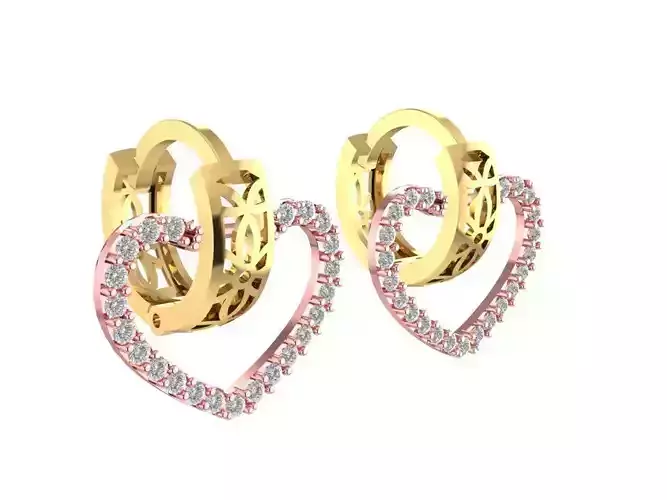 Women Heart Earrings with Gemstone Hoop Design 1362