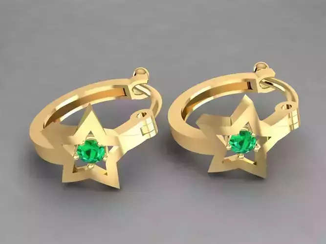 Women Star Earrings with Gemstone Center Design 1363