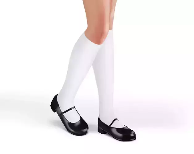 School Uniform Flat Shoes With Socks