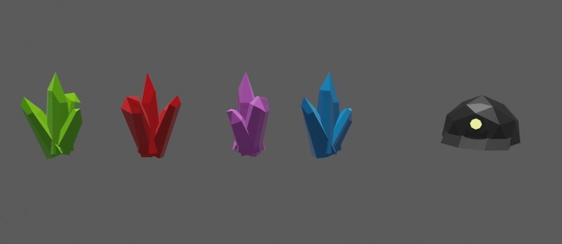 Mine tools and crystals Low-poly 3D model_3